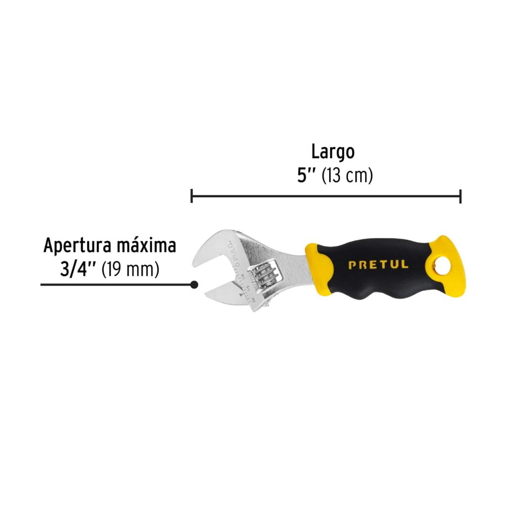 Llave Ajustable Perico Corto 5 Cromado Con Grip