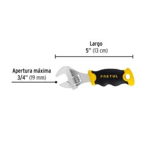 Llave Ajustable Perico Corto 5 Cromado Con Grip: imagen 3