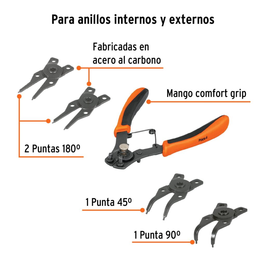 Pinza Para Anillos De Retencion Con 4 Cabezas