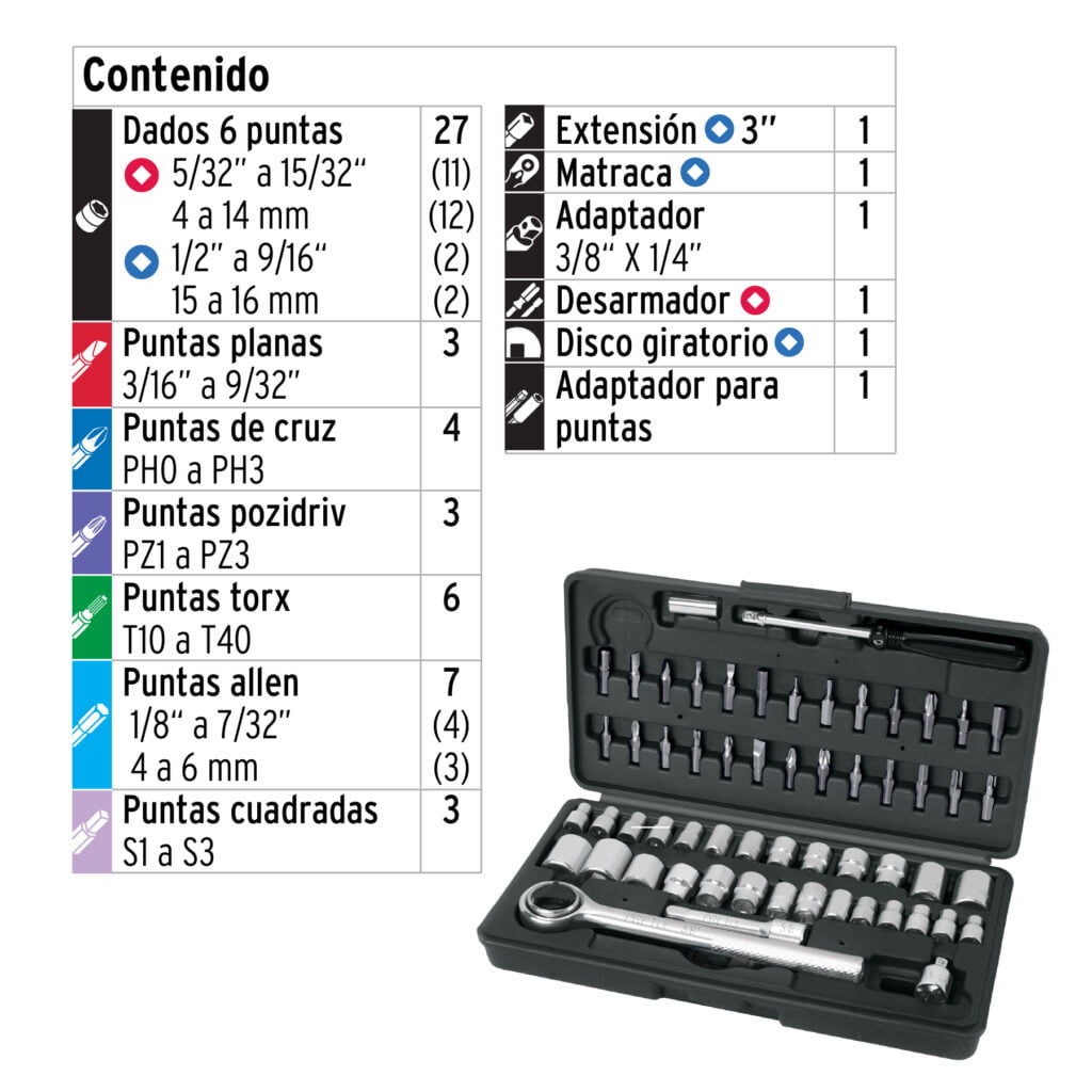 Juego De 60 Herramientas 1/4 Y 3/8 Para Mecánico Pretul 2