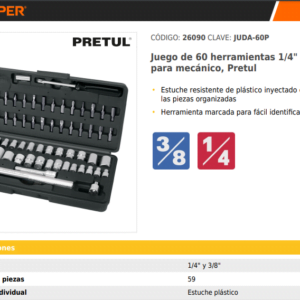 Juego De 60 Herramientas 1/4 Y 3/8 Para Mecánico Pretul 2: imagen 5