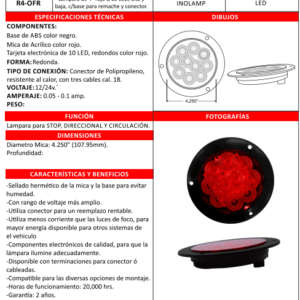 Lampara O Plafon De 4" 10 Led Rojo Alta Y Baja 12/24V: imagen 2