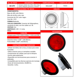 Lampara O Plafon De 4" Rojo Sellada Con Reflejante Y Goma: imagen 2