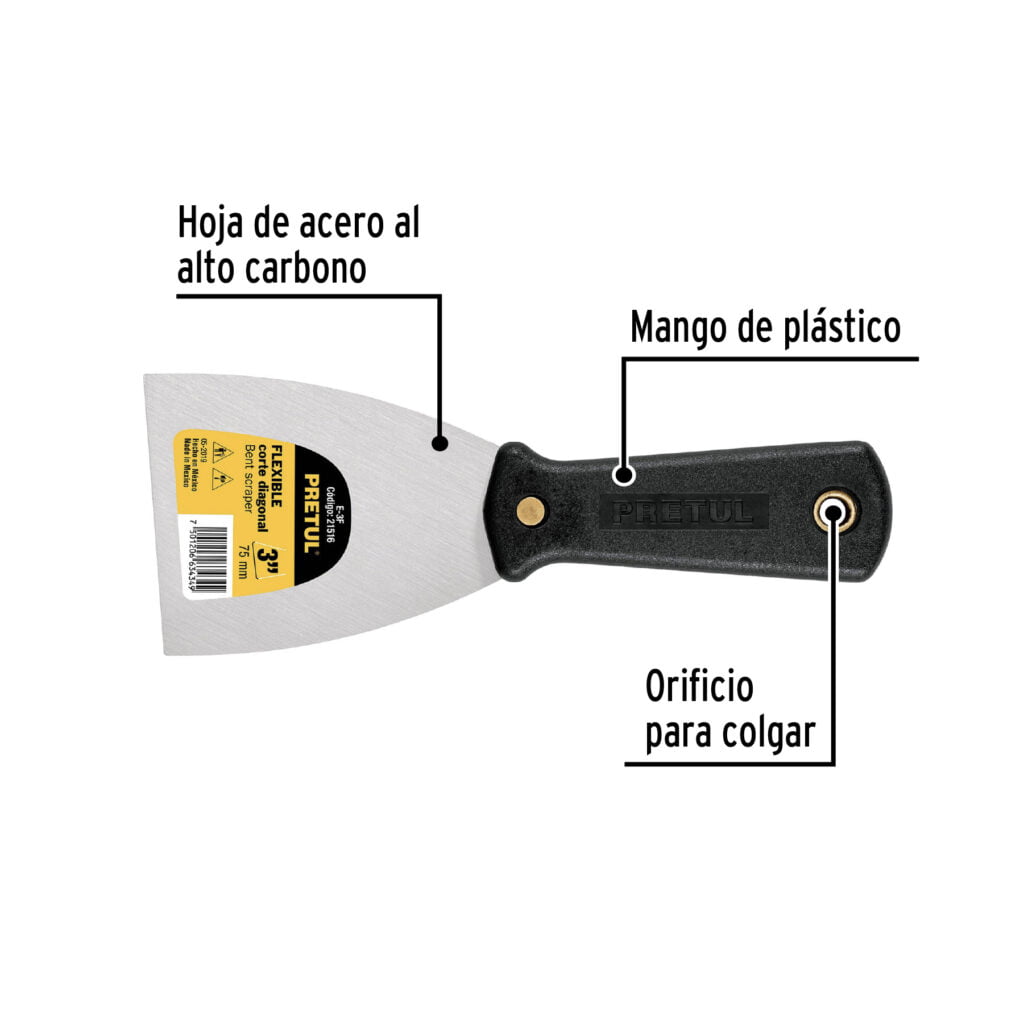 Espátula Flexible De 3" Con Mango De Plástico