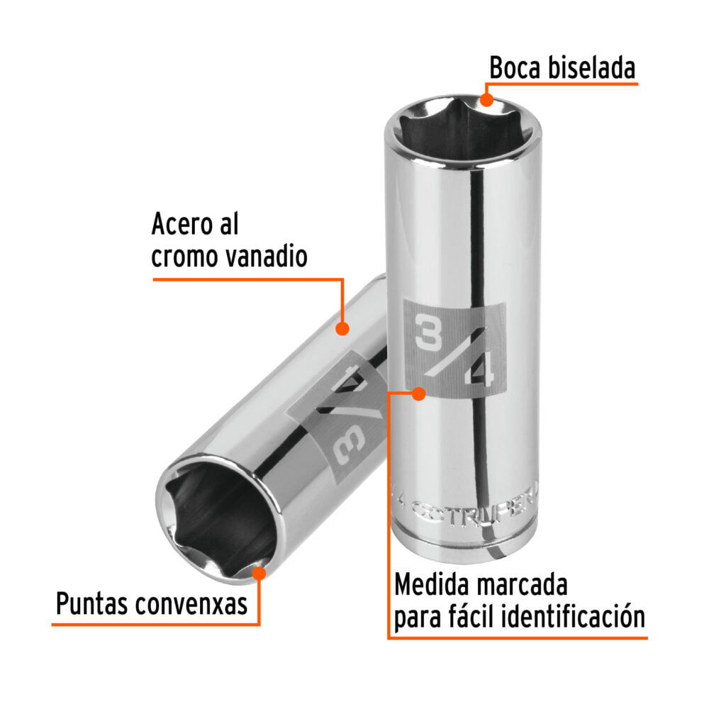 Dado Largo De 3/4 6 Puntas Cuadro De 1/2