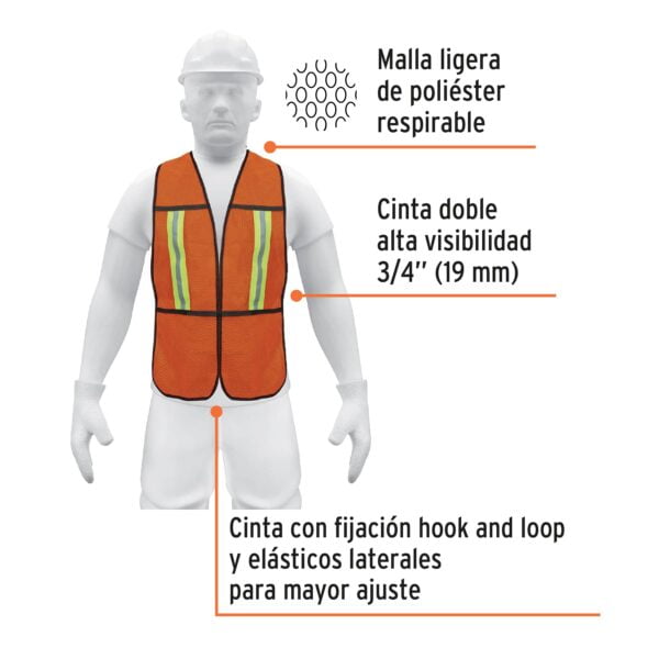 Chaleco De Seguridad Naranja Paquete Con 5 Piezas - Image 2