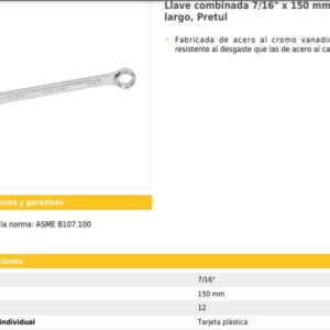 Llave Mixta 7/16 Pretul: imagen 3