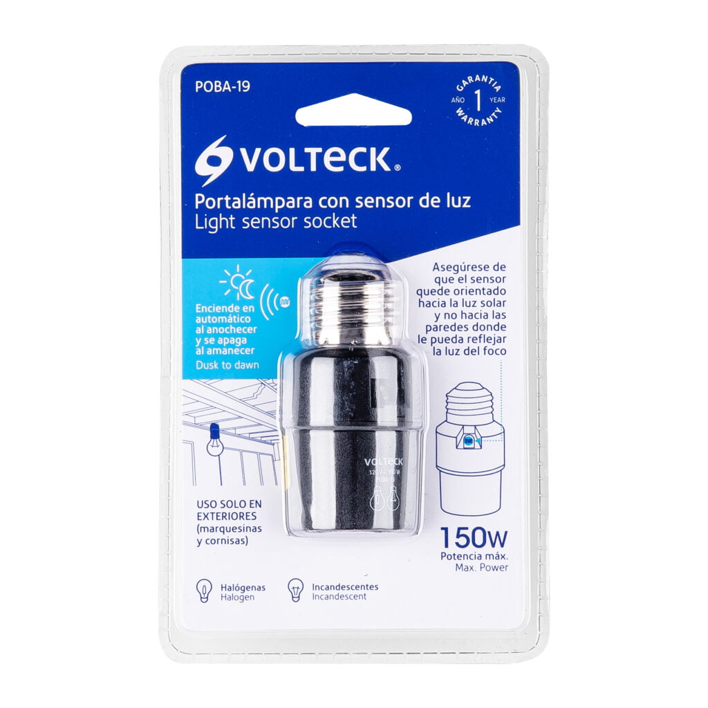 Porta Lampara De Pvc Con Sensor De Luz Volteck