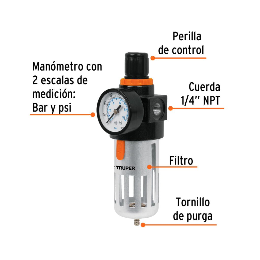 Filtro Y Regulador De Presión De Aire Truper 18238