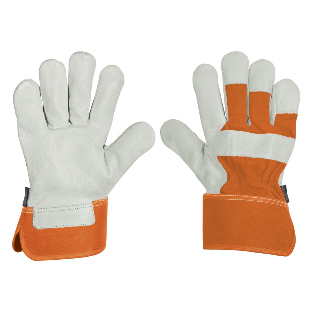 Guantes De Piel De Res Y Dorso De Loneta 17051
