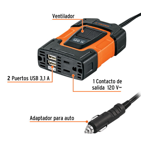 Inversor De Corriente 120W Truper - Image 2