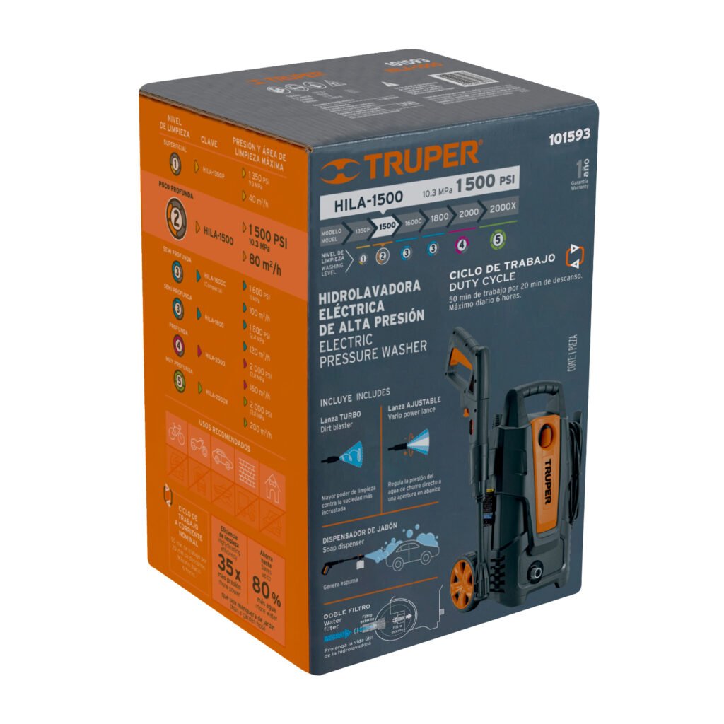 Hidrolavadora Eléctrica 1500 Psi 1400 W Truper 101593