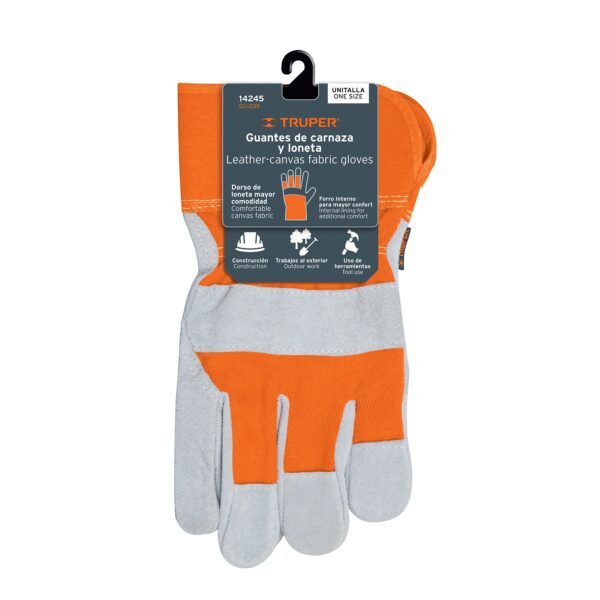 Guantes De Carnaza Y Loneta Unitalla - Image 2