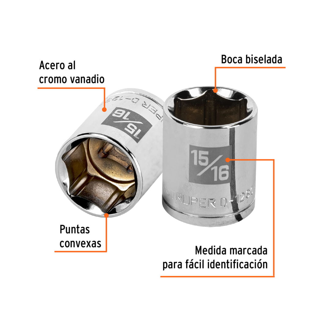 Dado 6 Puntas Cuadro 1/2 De 15/16 13239 Truper