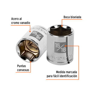 Dado 6 Puntas Cuadro 1/2 De 15/16 13239 Truper: imagen 2