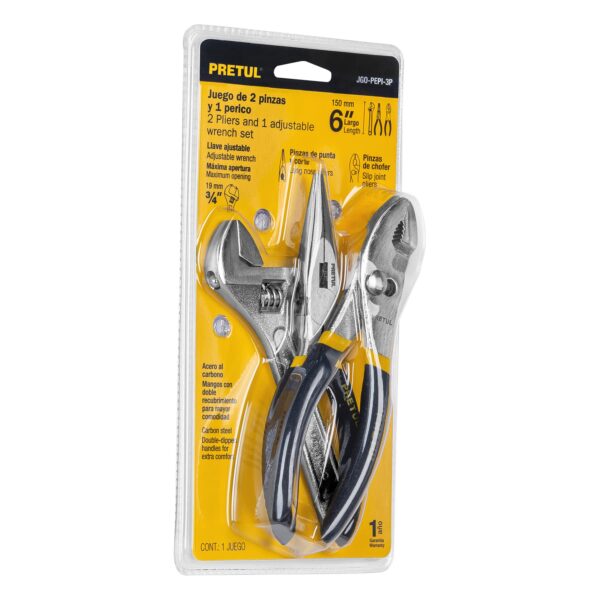 Juego De 2 Pinzas Y 1 Llave Ajustable Mango De Vinil 28216