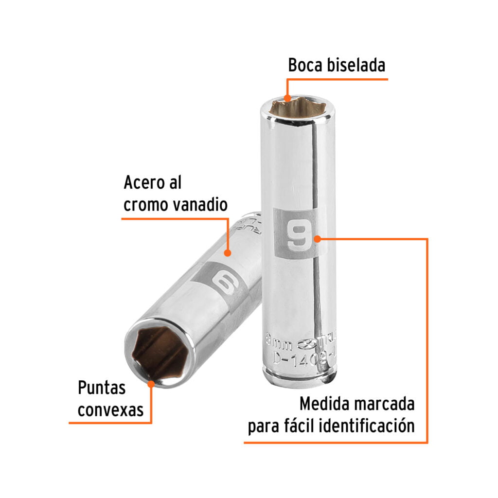 Dado 6 Puntas Cuadro 1/4 A 9 Mm Truper 13203
