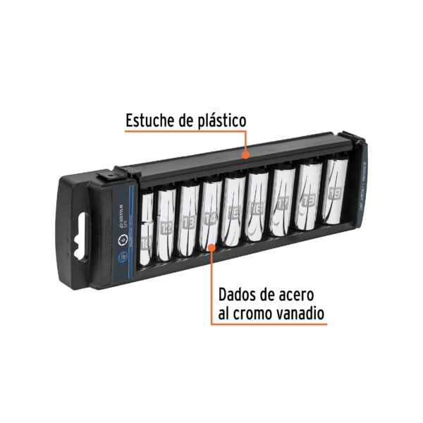 Juego De Dados Largos Cuadro De 3/8 Milimetrico Truper 14173 - Image 2