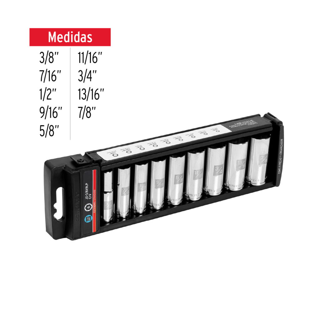 Juego De Dados Largos Cuadro De 3/8 Std Truper 14172