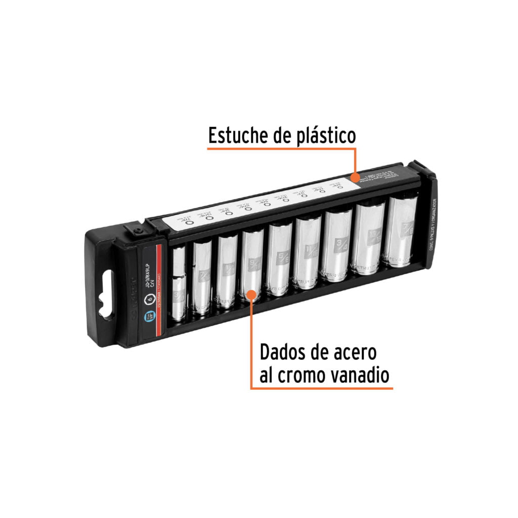Juego De Dados Largos Cuadro De 3/8 Std Truper 14172