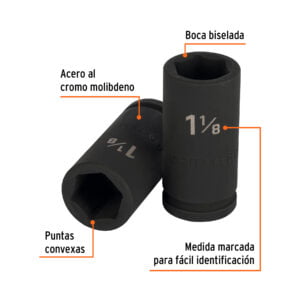Dado Impacto Cuadro 3/4 Largo 6 Puntas 1 1/8 Truper 12436: imagen 2