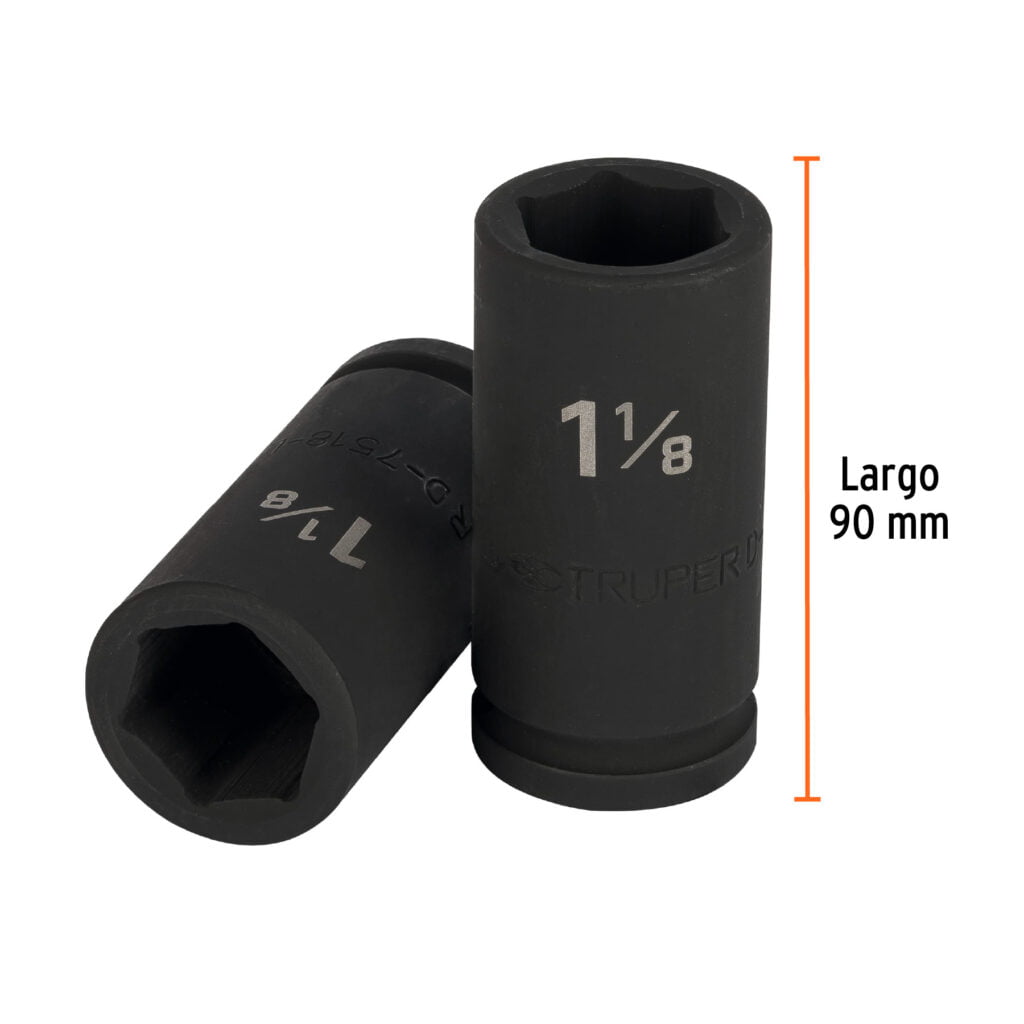 Dado Impacto Cuadro 3/4 Largo 6 Puntas 1 1/8 Truper 12436