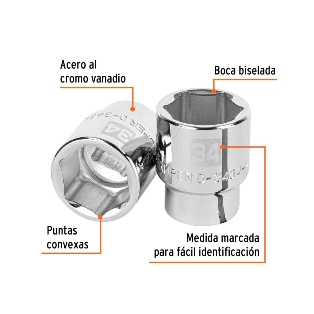 Dado De 6 Puntas Cuadro 3/4 De 34Mm Truper 14985