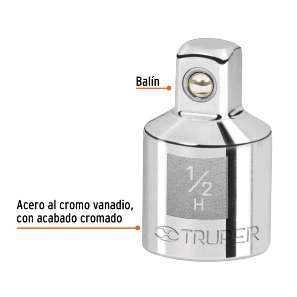 Adaptador  Para Matraca Cuadro Hembra 1/2 A Macho 3/8" Truper 13422 - Image 2