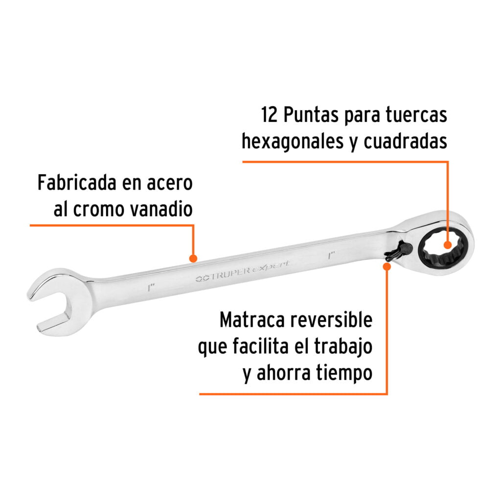 Llave Combinada De 1 Con Matraca Reversible 1365 Truper Expert