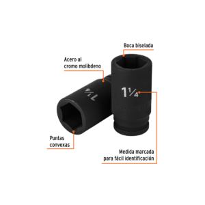 Dado Impacto Largo 6 Puntas Cuadro 3/4 De 11/4 Truper 12438: imagen 3