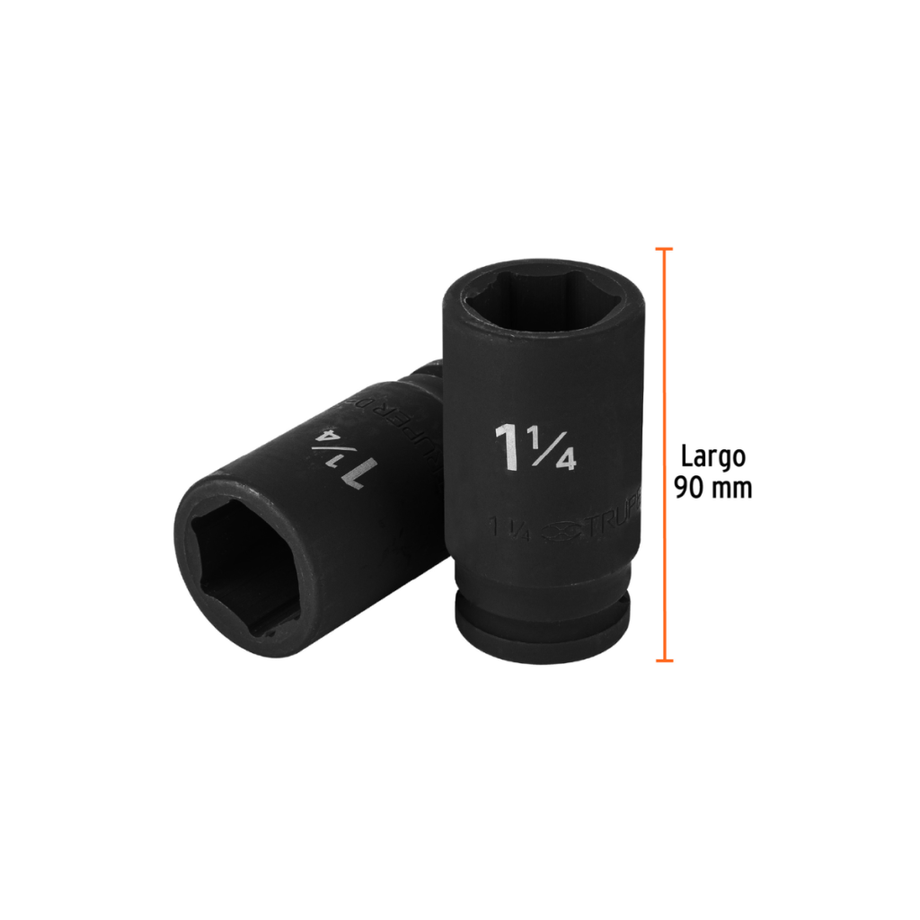 Dado Impacto Largo 6 Puntas Cuadro 3/4 De 11/4 Truper 12438