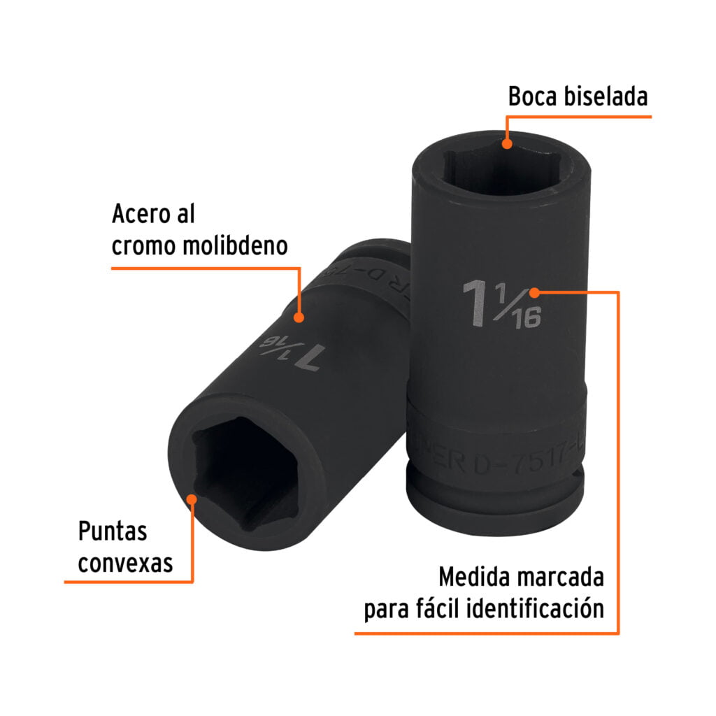 Dado Impacto Largo 6 Puntas Std 1 1/16" 12435