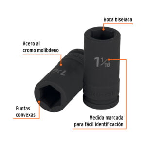 Dado Impacto Largo 6 Puntas Std 1 1/16" 12435: imagen 2