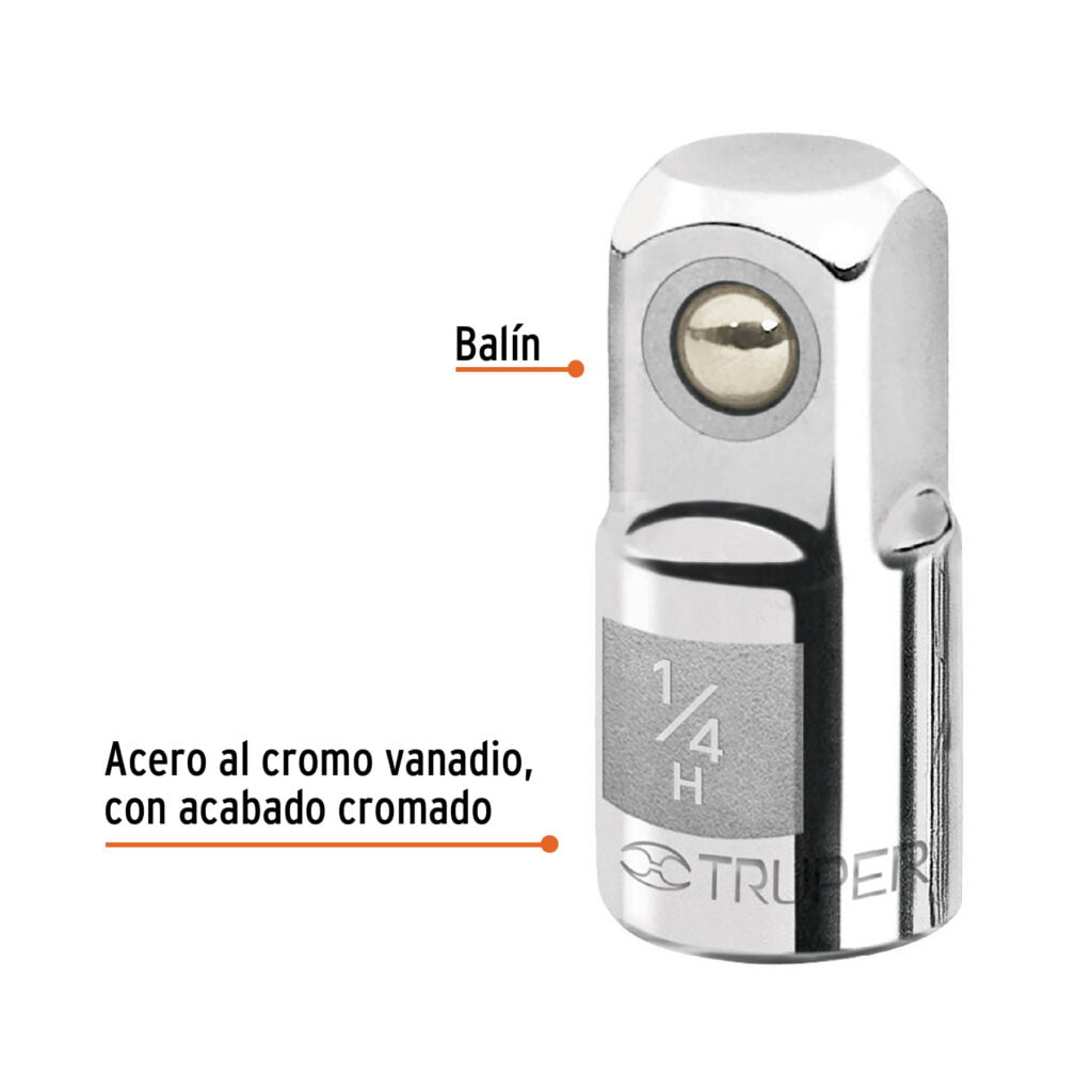 Adaptador Para Matraca Cuadro Hembra 1/4 Macho 3/8 Truper 13417
