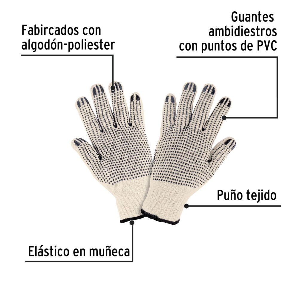 Guantes De Algodon Con Puntos De Pvc Pretul 21830