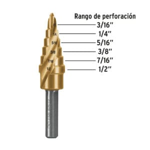 Broca Titanio 6 Escalones 3/16 A 1/2 Truper 101550: imagen 4