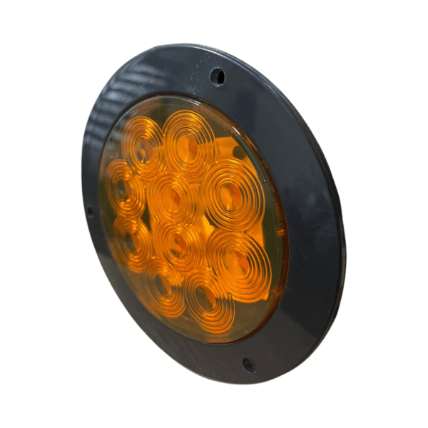 Lampara Led D 4 Pulgadas Color Ambar Con Base Para Remachar Alta Y Baja Con Conector 12/24V