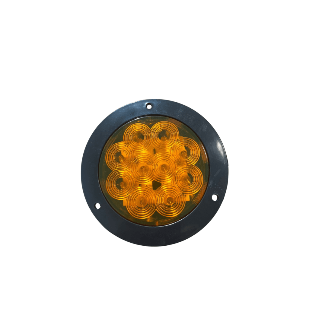 Lampara Led D 4 Pulgadas Color Ambar Con Base Para Remachar Alta Y Baja Con Conector 12/24V
