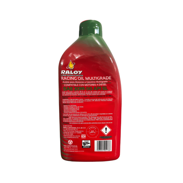 Aceite Raloy Racing Sae 20W-50 Api Sl 946Ml - Image 2