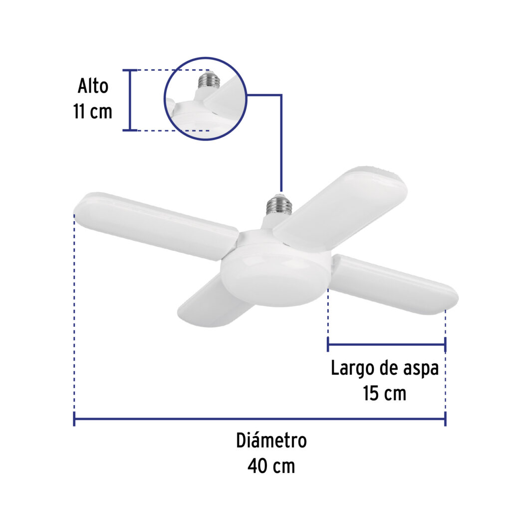 Lampara De Led 40W Tipo Ventilador 4 Aspas Ajustables Volteck 26125