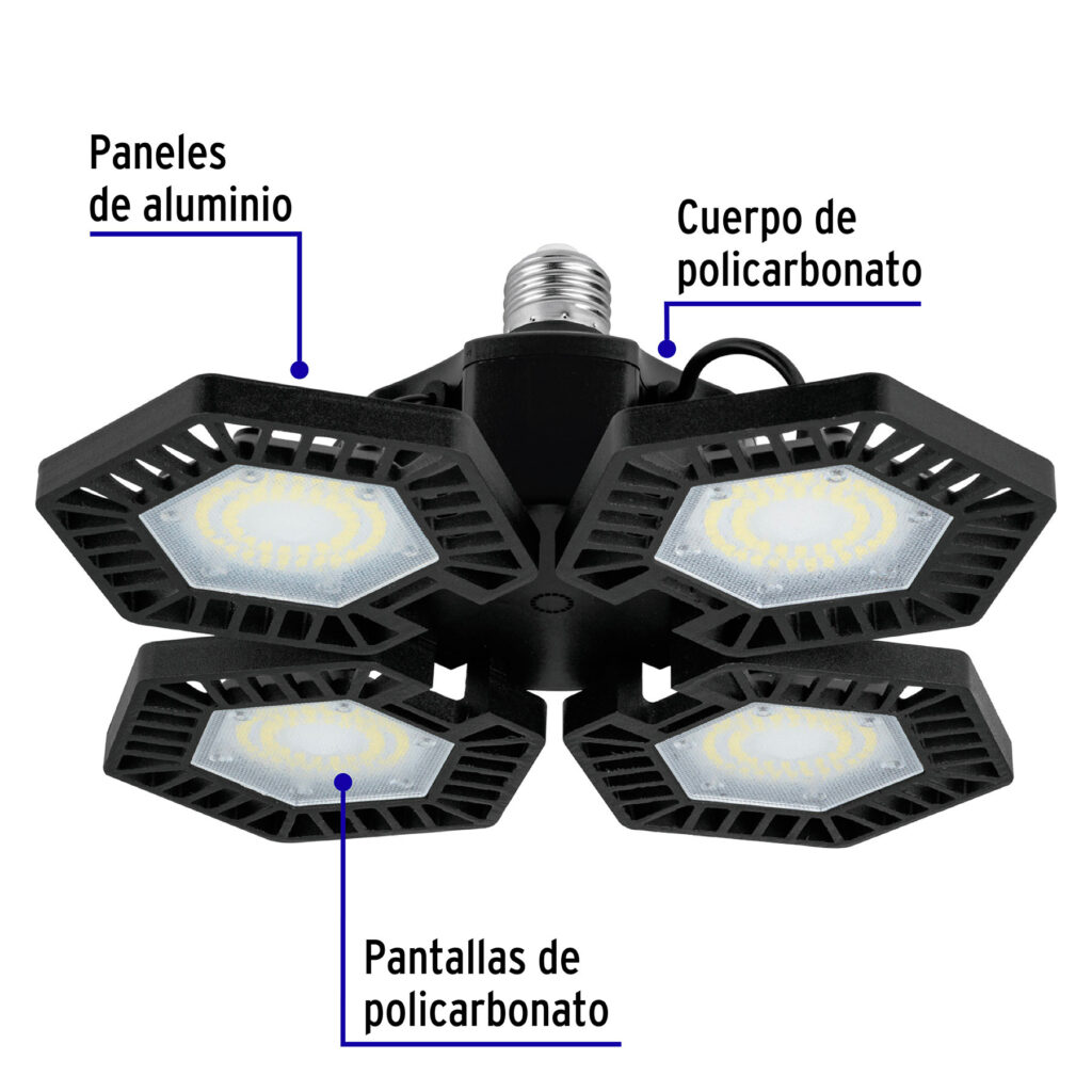 Luminario De Led 100 W Aluminio Con 4 Paneles Abatibles 46588