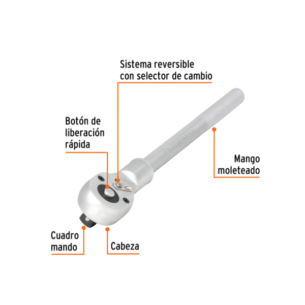 Matraca De Liberacion Rapida Cabeza Tipo Pera Sistema Reversible Cuadro De 3/4 - Image 2
