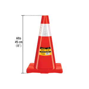 Cono De Precaucion De 45 Cm De Pvc Con Reflejante Pretul 28252: imagen 2
