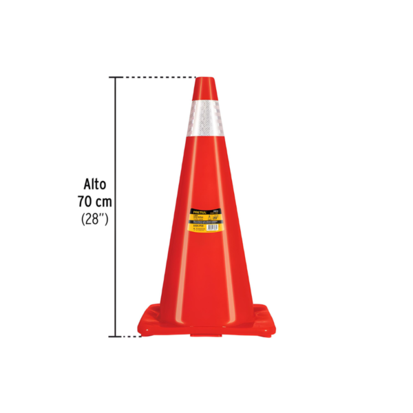 Cono De Precaucion De 70 Cm De Pvc Con Reflejante Pretul 28254 - Image 2
