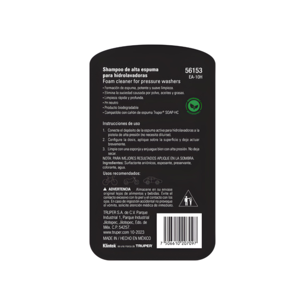 Shampoo Alta Espuma Para Hidrolavadoras 1 L Klintek 56153 - Image 2