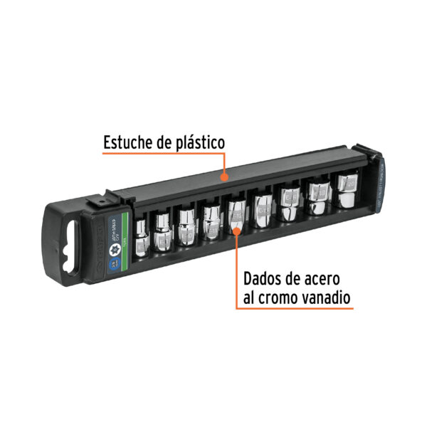 Juego De 9 Dados Cuadro 3/8 Torx - Image 2