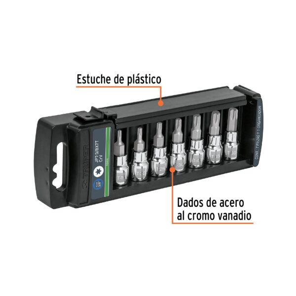 Juego De 7 Dados Cuadro 3/8 Punta Torx - Image 2