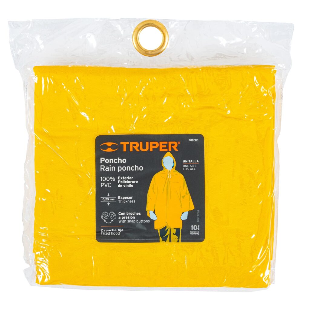 Impermeable Poncho o capamanga de PVC, Truper Unitalla