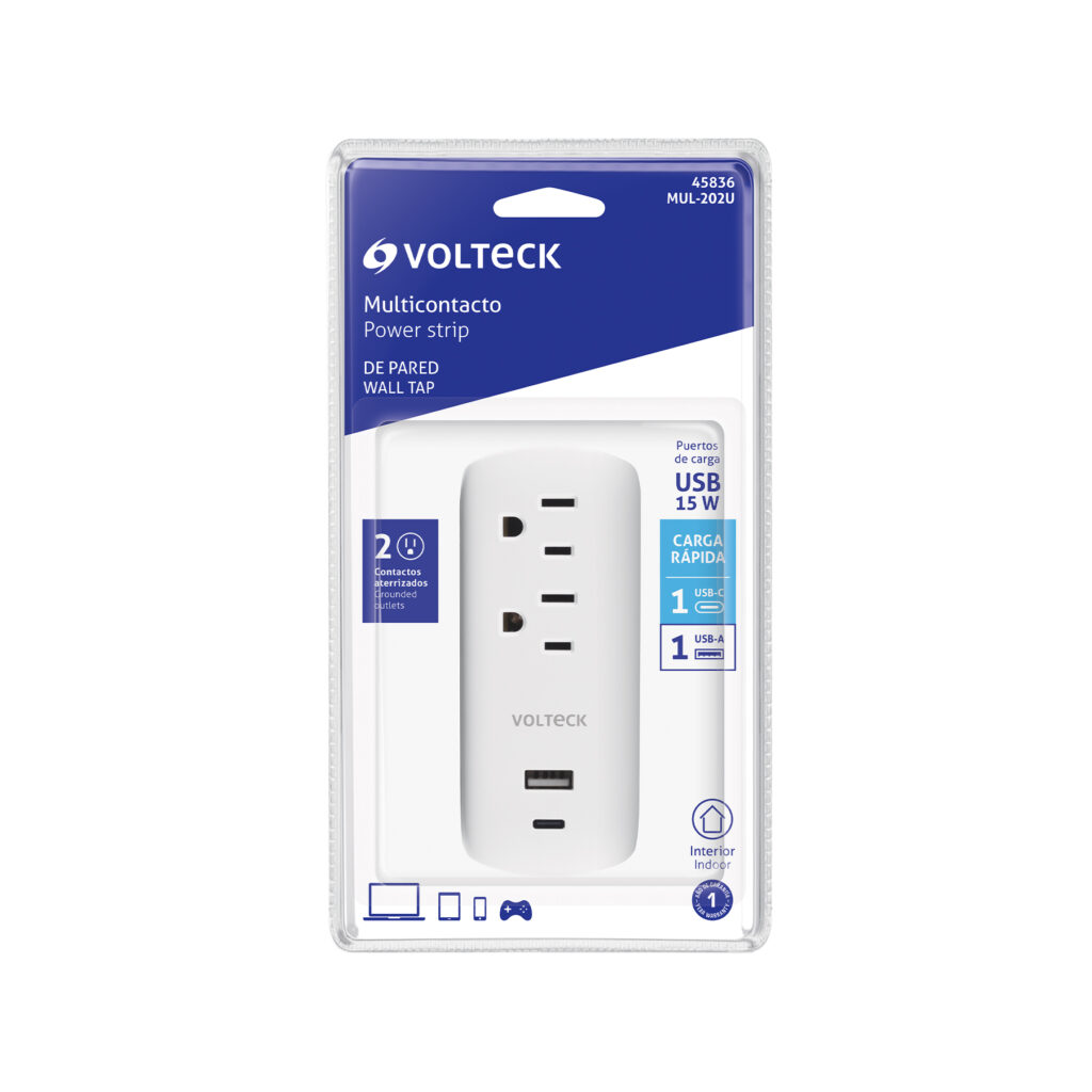 Multicontacto De Pared 2 Contactos Y 2 Usb A+C 45836