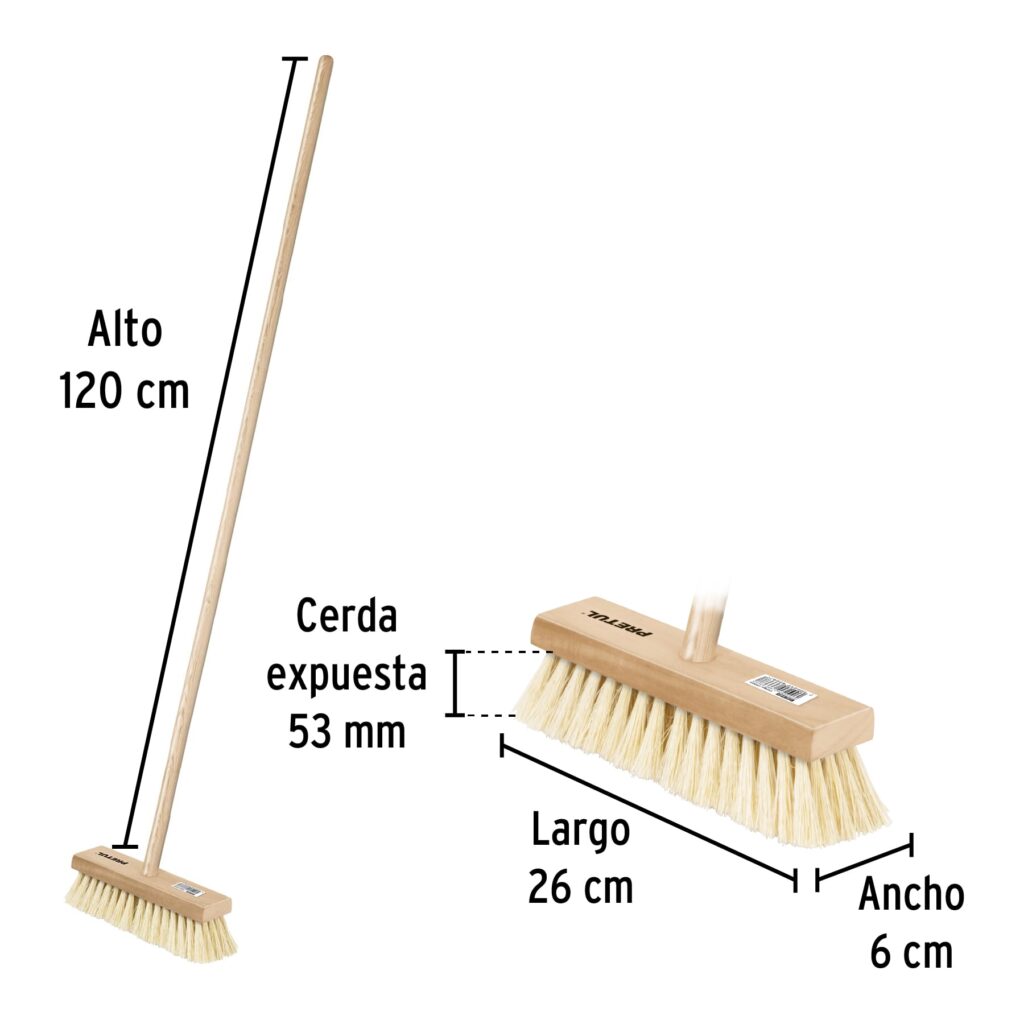 Cepillo Con Cerdas De Ixtle Mango De Madera 48"